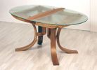 Table ovale en orme et verre